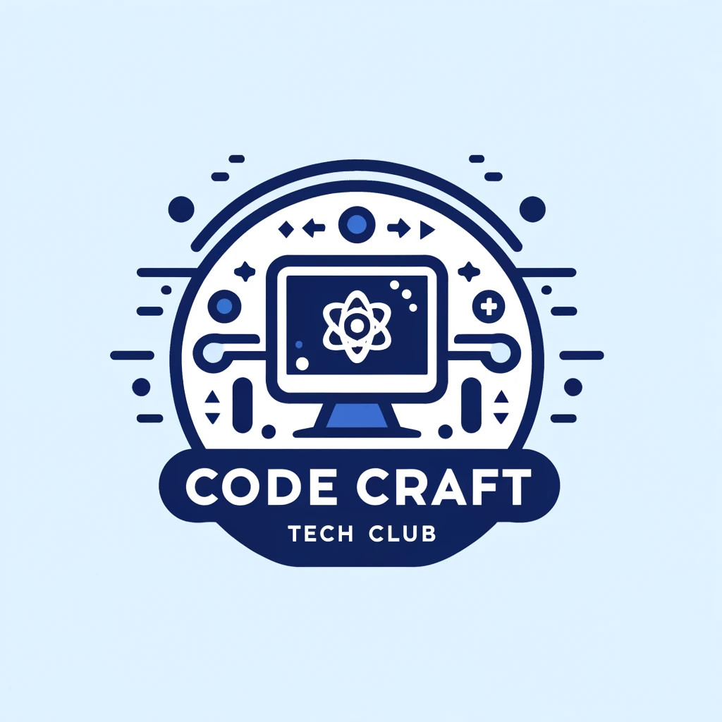 DALL·E 2024-06-01 20.59.32 - Logo design for Code Craft Tech Club with an abstract image of a computer or a programmer in the center. The design should be modern, minimalist, an