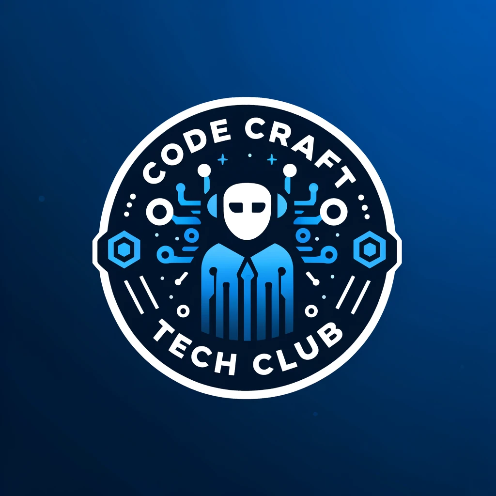 DALL·E 2024-06-01 21.00.23 - Logo design for Code Craft Tech Club with an abstract image of a programmer in the center. The design should be modern, minimalist, and incorporate 